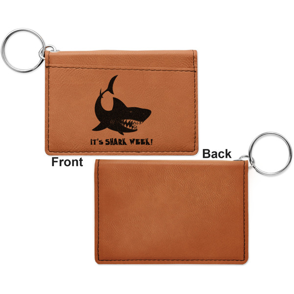 Sharks Cognac Leatherette Keychain ID Holders - Front Apvl