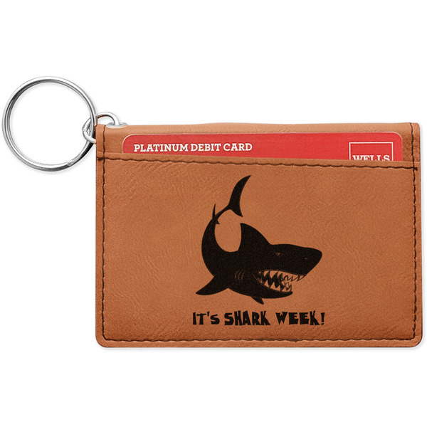 Custom Sharks Leatherette Keychain ID Holder - Single Sided (Personalized)