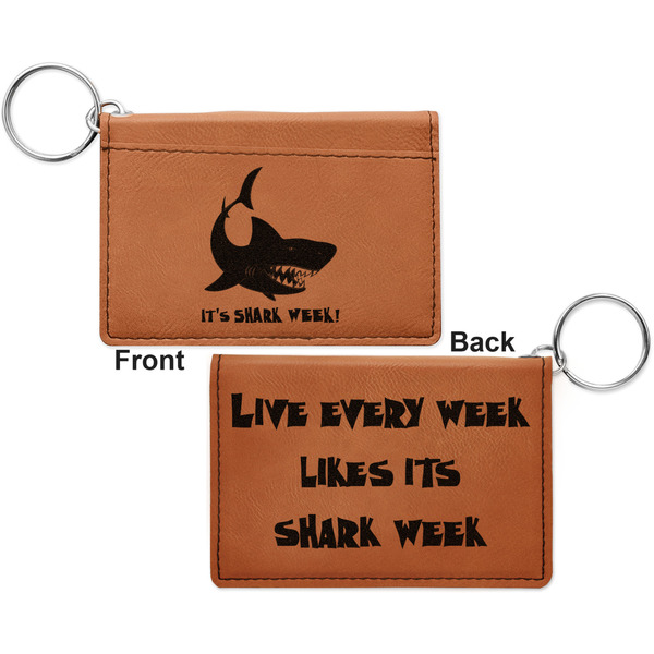 Sharks Cognac Leatherette Keychain ID Holders - Front and Back Apvl