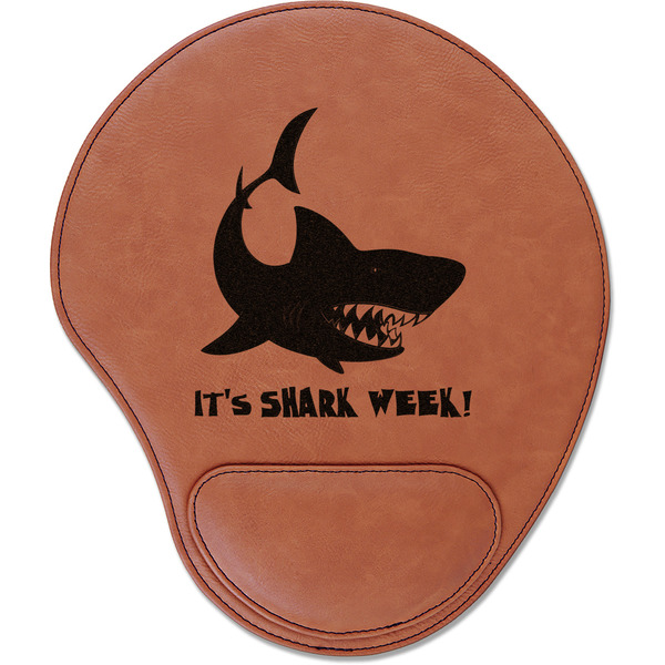 Custom Sharks Leatherette Mouse Pad with Wrist Support (Personalized)