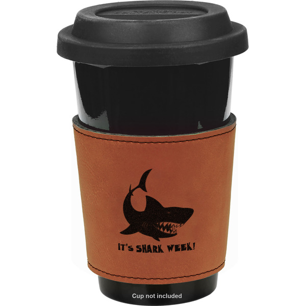 Sharks Cognac Leatherette Mug Sleeve - Front