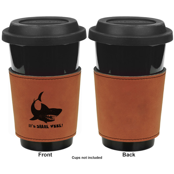 Sharks Cognac Leatherette Mug Sleeve - Single Sided Apvl