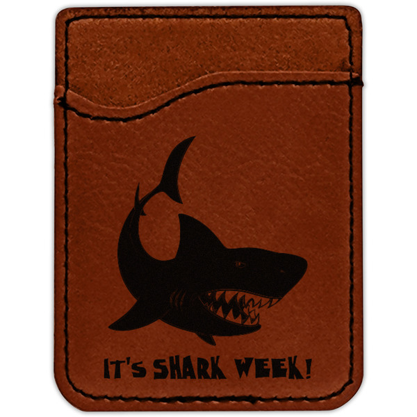 Sharks Cognac Leatherette Phone Wallet close up