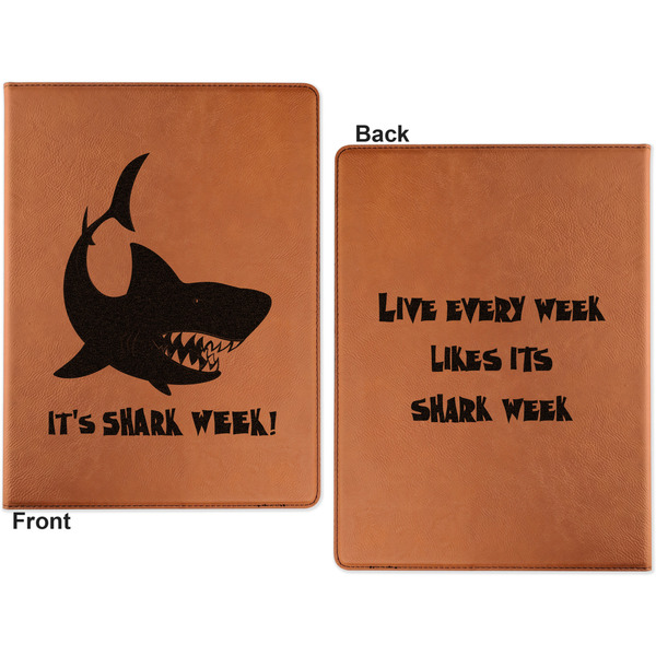 Sharks Cognac Leatherette Portfolios with Notepad - Large - Double Sided - Apvl