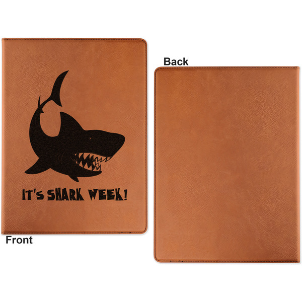 Sharks Cognac Leatherette Portfolios with Notepad - Large - Single Sided - Apvl
