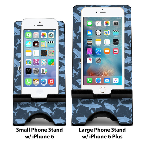 Sharks Compare Phone Stand Sizes - with iPhones