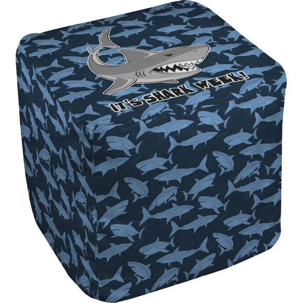 Custom Sharks Cube Pouf Ottoman - 13" w/ Name or Text