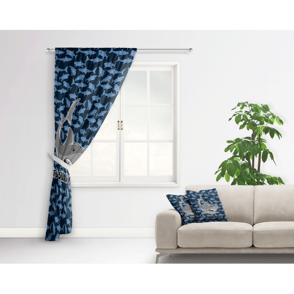Sharks Curtain With Window and Rod - in Room Matching Pillow