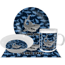 Sharks Dinner Set - Single 4 Pc Setting w/ Name or Text