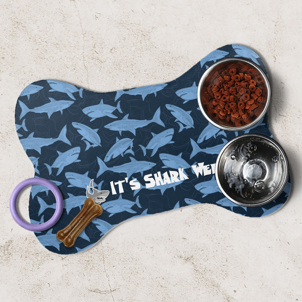 Sharks Dog Bone Shaped Mat Lifestyle