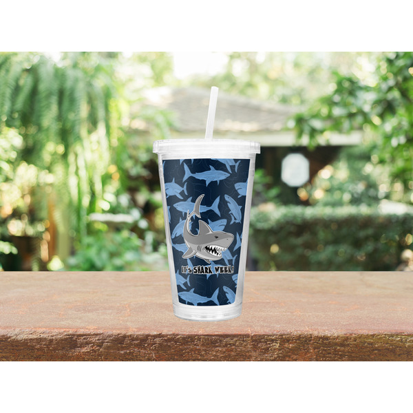 Sharks Double Wall Tumbler with Straw Lifestyle