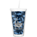Sharks Double Wall Tumbler with Straw (Personalized)