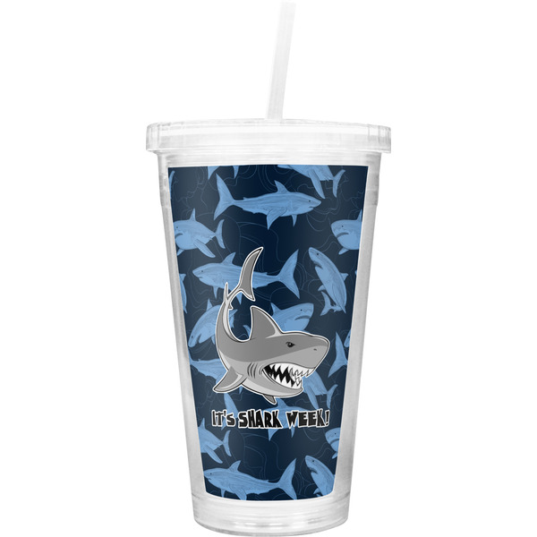 Custom Sharks Double Wall Tumbler with Straw (Personalized)