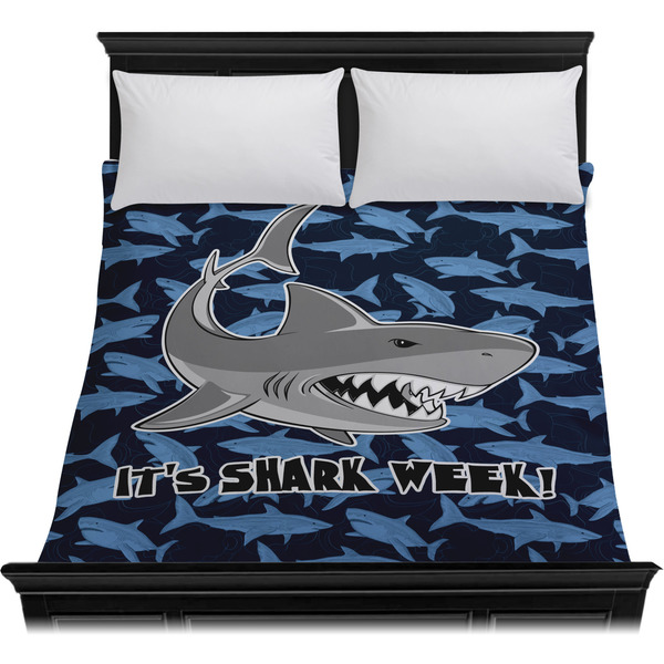 Sharks Duvet Cover - Queen - On Bed - No Prop