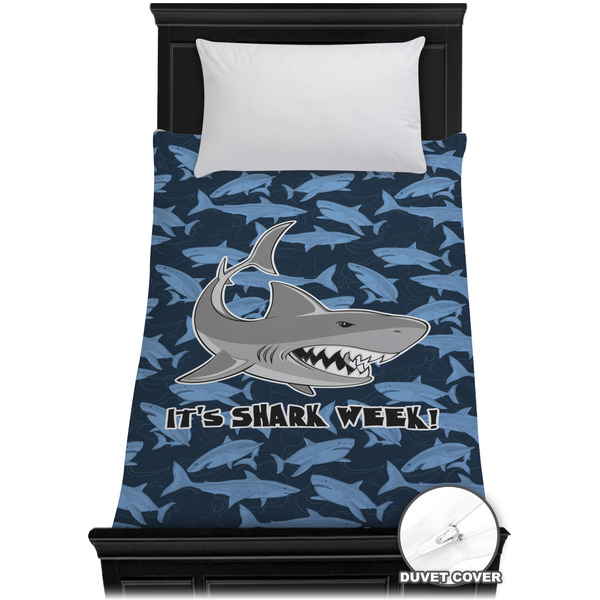Custom Sharks Duvet Cover - Twin w/ Name or Text