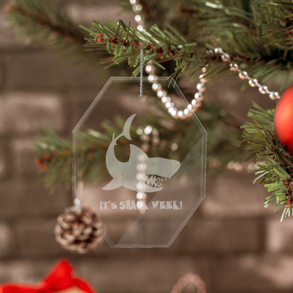Sharks Engraved Glass Ornaments - Octagon (Lifestyle)