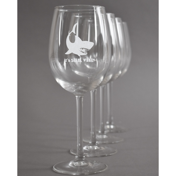 Custom Sharks Wine Glasses (Set of 4) (Personalized)
