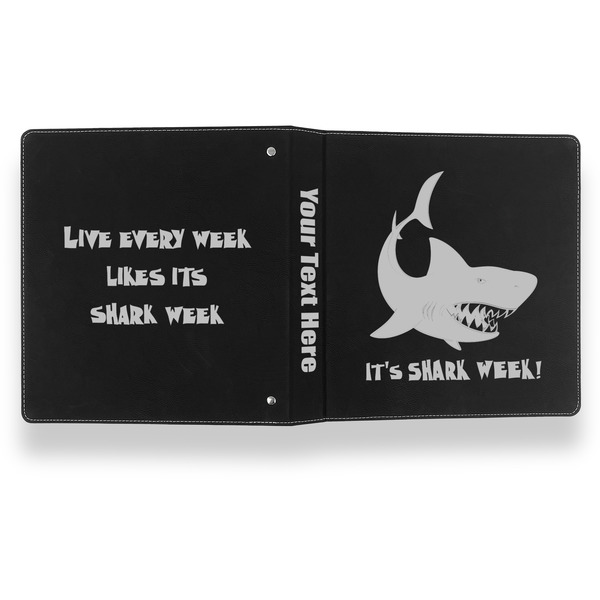 Sharks Leather Binder - 1" - Black- Back Spine Front View