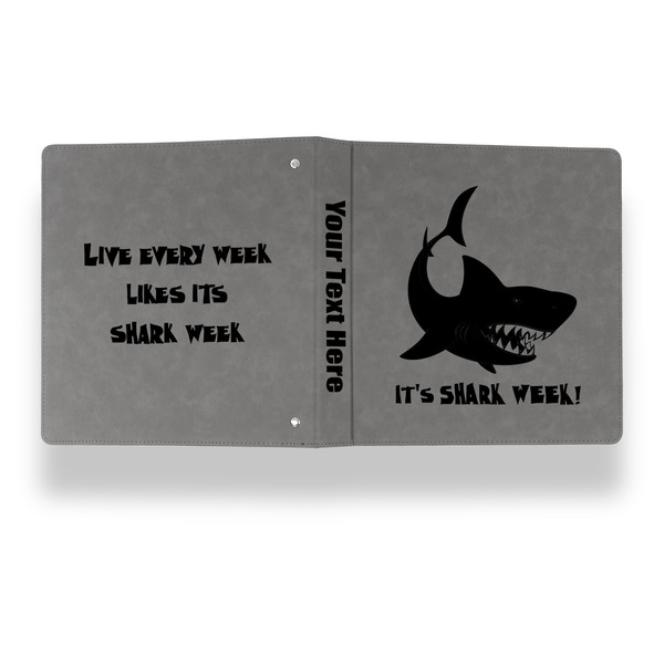 Sharks Leather Binder - 1" - Grey - Back Spine Front View