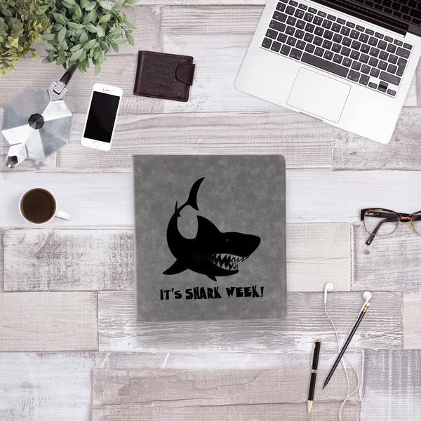 Sharks Leather Binder - 1" - Grey - Lifestyle View