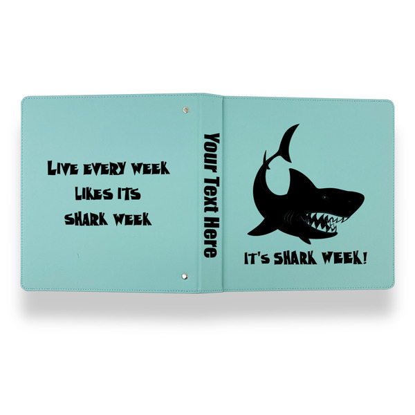 Sharks Leather Binder - 1" - Teal - Back Spine Front View