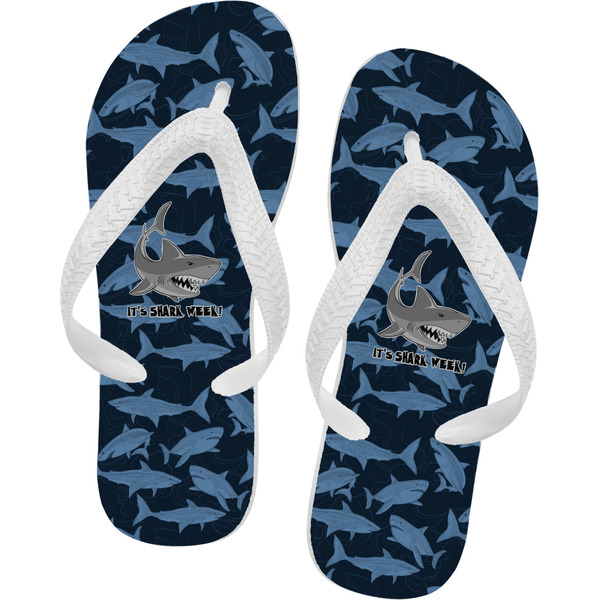 Custom Sharks Flip Flops - Small w/ Name or Text