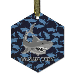 Sharks Flat Glass Ornament - Hexagon w/ Name or Text