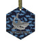 Sharks Frosted Glass Ornament - Hexagon