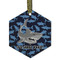 Sharks Flat Glass Ornament - Hexagon w/ Name or Text