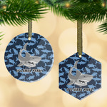 Sharks Flat Glass Ornament w/ Name or Text
