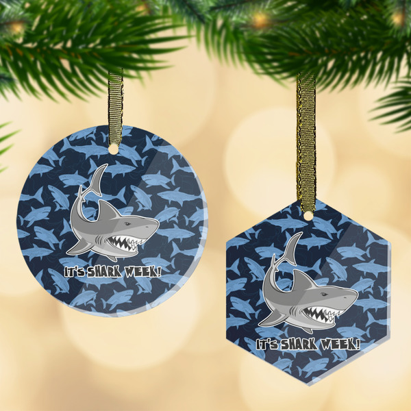 Custom Sharks Flat Glass Ornament w/ Name or Text