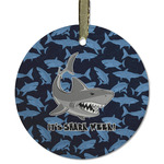 Sharks Flat Glass Ornament - Round w/ Name or Text