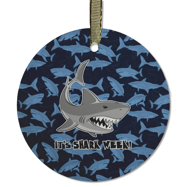 Custom Sharks Flat Glass Ornament - Round w/ Name or Text