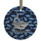 Sharks Flat Glass Ornament - Round w/ Name or Text
