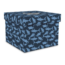 Sharks Gift Box with Lid - Canvas Wrapped - Large (Personalized)