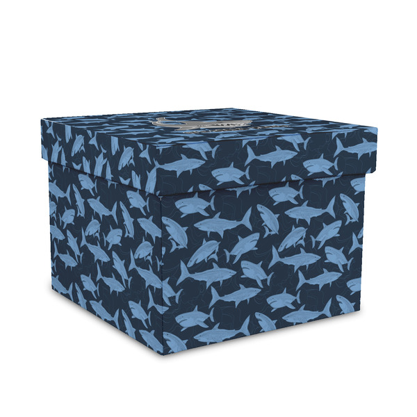Custom Sharks Gift Box with Lid - Canvas Wrapped - Medium (Personalized)