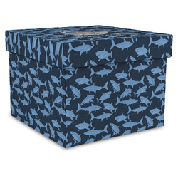 Sharks Gift Box with Lid - Canvas Wrapped - X-Large (Personalized)