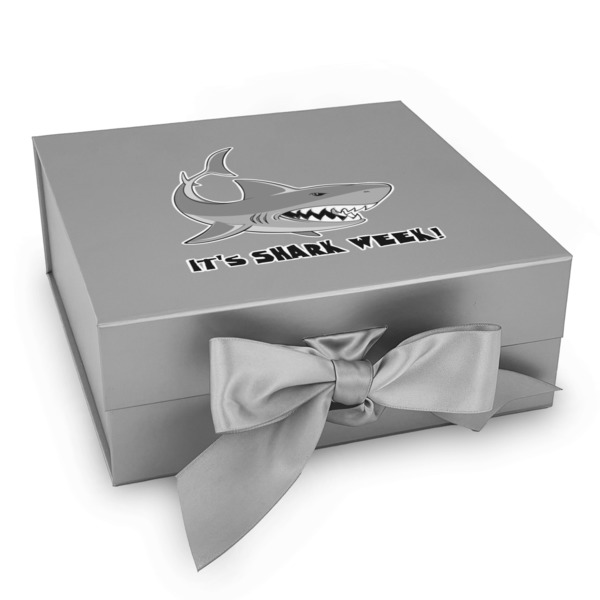 Custom Sharks Gift Box with Magnetic Lid - Silver (Personalized)