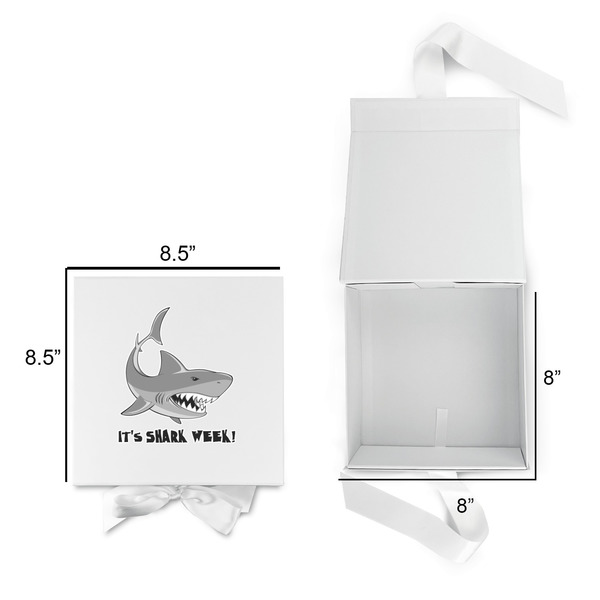 Sharks Gift Boxes with Magnetic Lid - White - Open & Closed