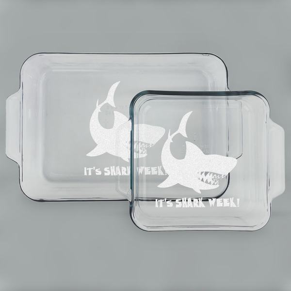 Custom Sharks Set of Glass Baking & Cake Dish - 13in x 9in & 8in x 8in (Personalized)