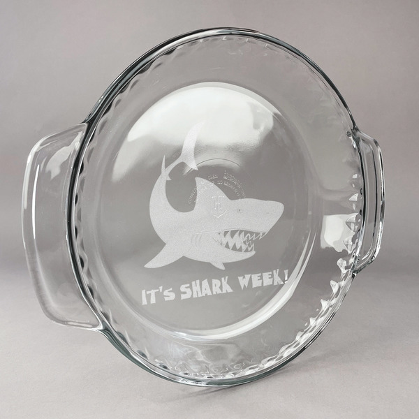 Custom Sharks Glass Pie Dish - 9.5in Round (Personalized)
