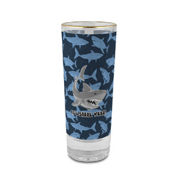 Sharks 2 oz Shot Glass - Glass with Gold Rim (Personalized)