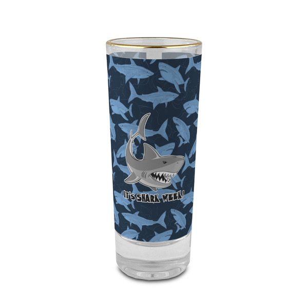 Custom Sharks 2 oz Shot Glass - Glass with Gold Rim (Personalized)