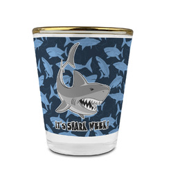 Sharks Glass Shot Glass - 1.5 oz - with Gold Rim - Set of 4 (Personalized)