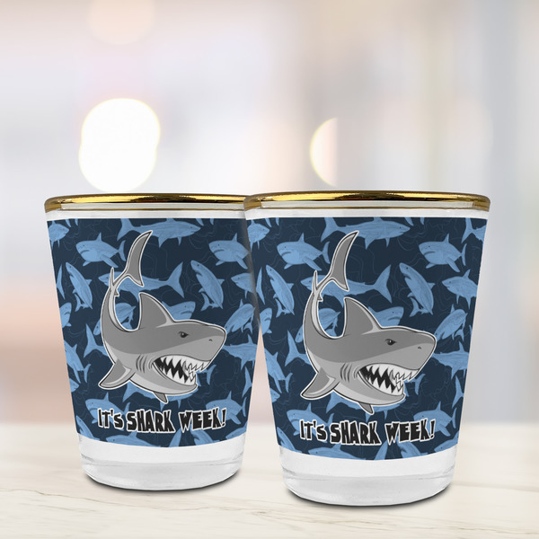 Sharks Glass Shot Glass - with gold rim - LIFESTYLE