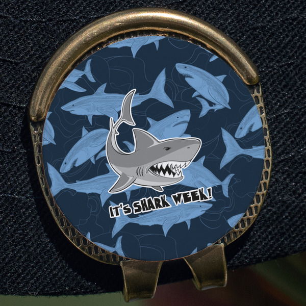 Sharks Golf Ball Marker Hat Clip - Gold - Close Up