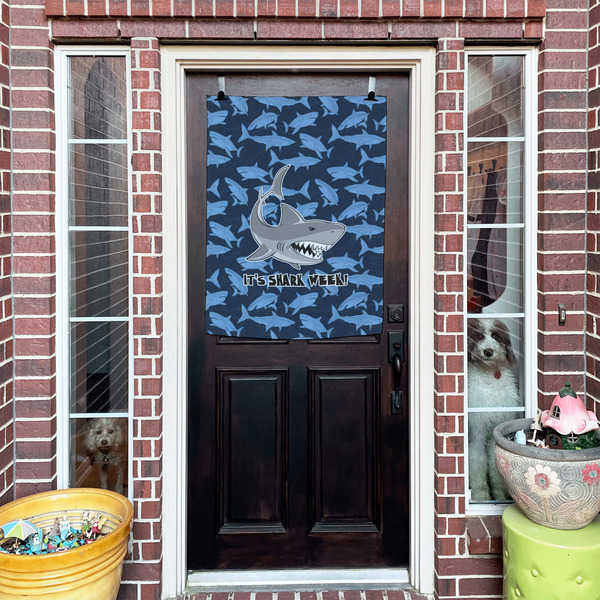 Sharks House Flags - Double Sided - (Over the door) LIFESTYLE