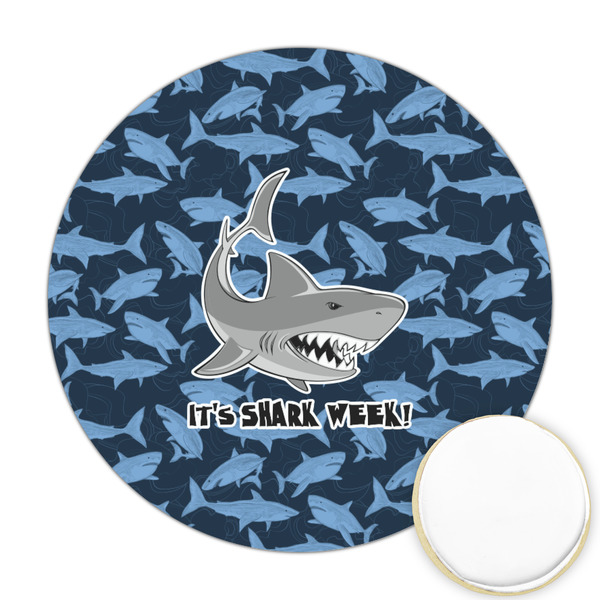 Custom Sharks Printed Cookie Topper - Round (Personalized)