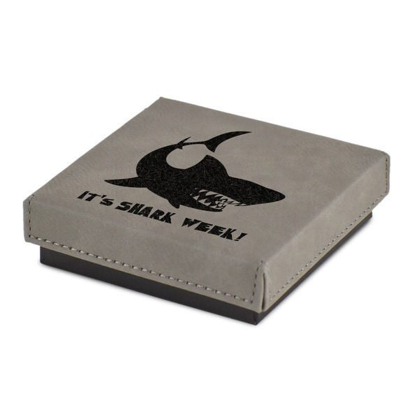 Custom Sharks Jewelry Gift Box - Engraved Leather Lid (Personalized)
