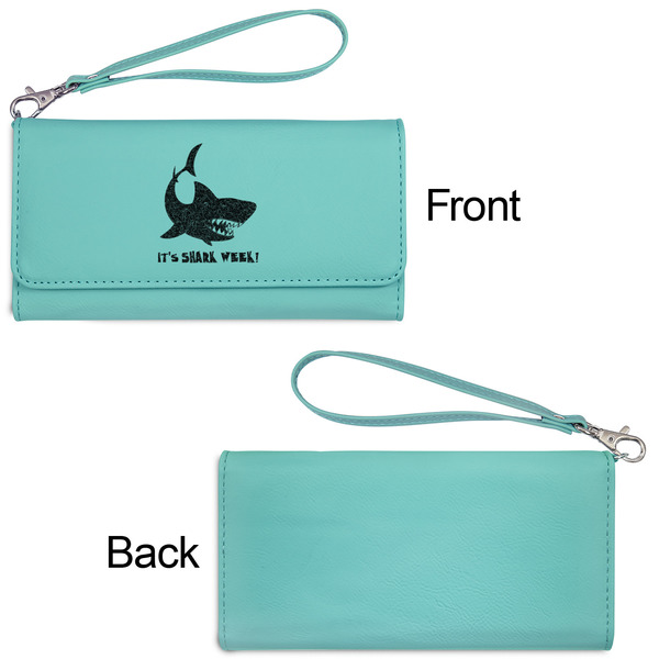 Sharks Ladies Wallets - Faux Leather - Teal - Front & Back View